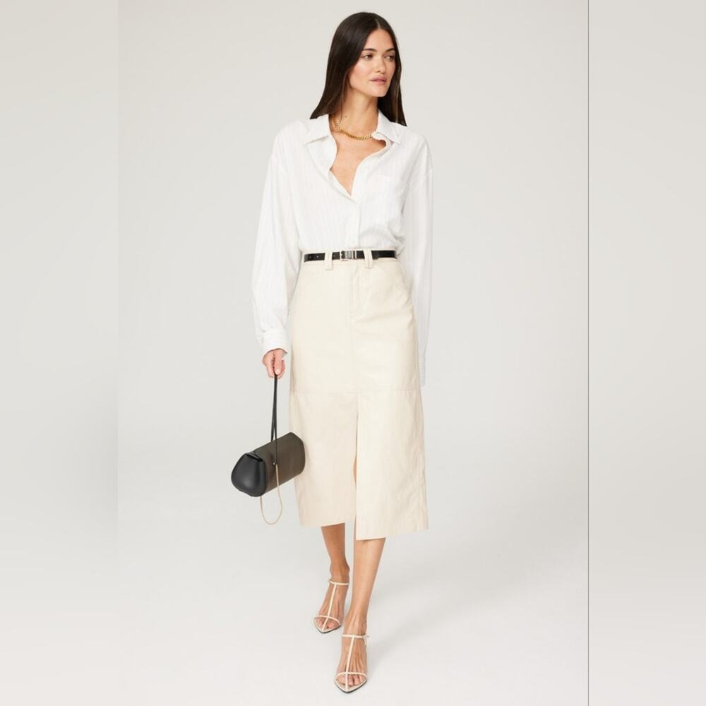 RTR sz2 A.L.C. Faux Leather Alden Skirt cream 🍦 High Slit Cargo Trendy